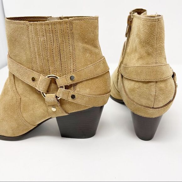 Bella Vita Suede Beige Western Booties 9 Wide - Picture 11 of 12